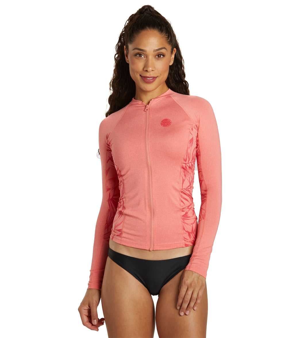 Rip Curl, Rip Curl Rincon Zip Front UPF 50 - Protector de erupción de manga larga para mujer, color coral