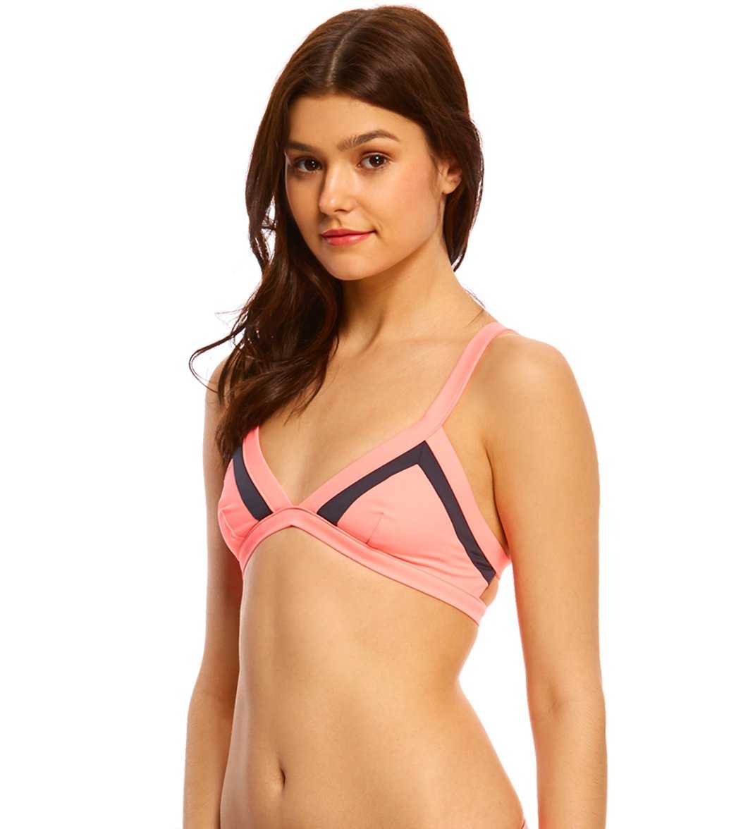 Rip Curl, Rip Curl Traje de baño Mirage Top de bikini triangular con bloques de color Crema